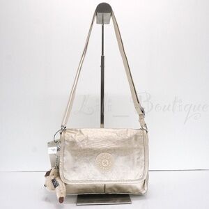 NWT Kipling KI0737 Shayna Crosbody Small Shoulder Bag Nylon Starry Gold Metallic